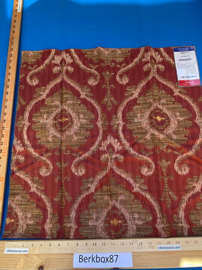 29 Berkbox87 Square Jacquard by Old World Weavers Libretto Brick Large Jacquard Red Gold MSRP USD300+/y