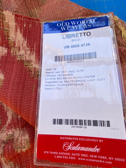 29 Berkbox87 Square Jacquard by Old World Weavers Libretto Brick Large Jacquard Red Gold MSRP USD300+/y