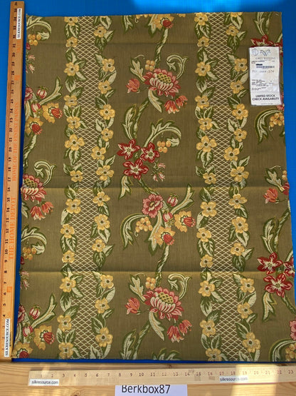 31 Berkbox87 Square Jacquard by Scalamandre Grey Watkins Lampas Ramage Olive Grey Watkins Floral Stripe MSRP USD 272/Y
