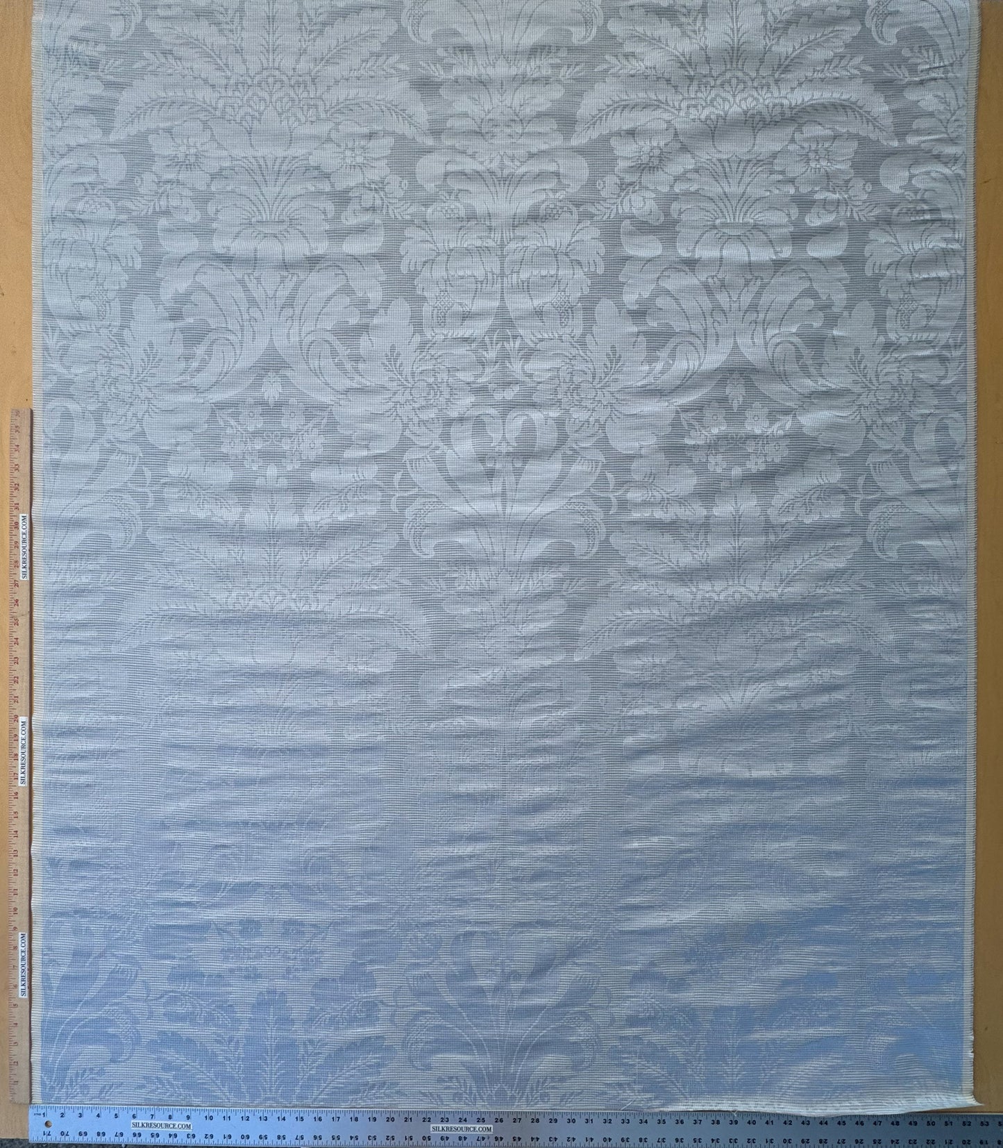 Special Order Schumacher Colette Linen/Silk Damask in chambray Light Blue White  69144