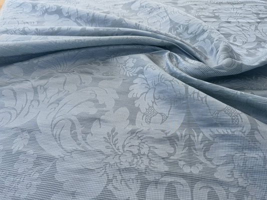 Special Order Schumacher Colette Linen/Silk Damask in chambray Light Blue White  69144