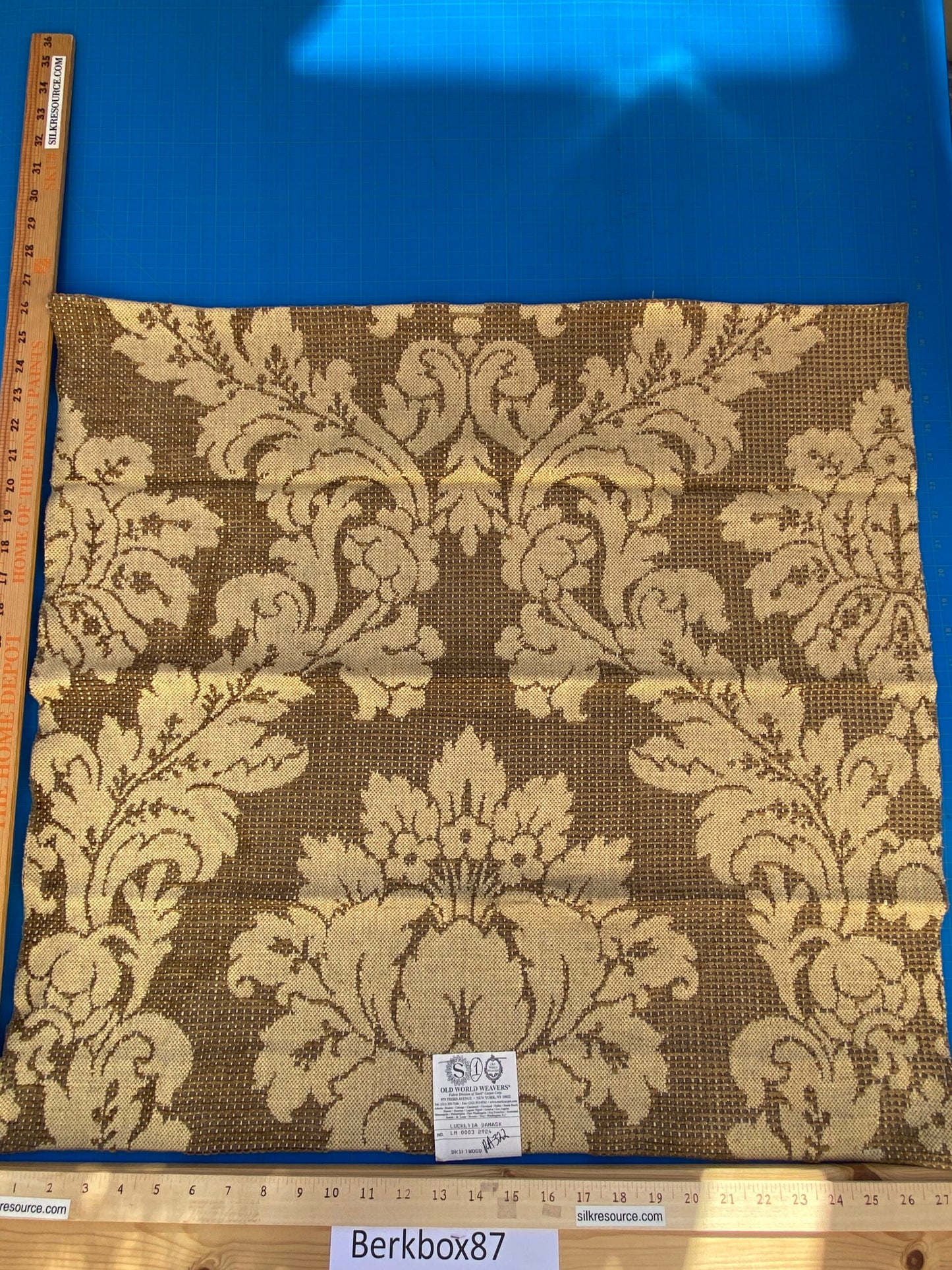 32 Berkbox87 Square Jacquard by Old World Weavers Lucretia Damask Driftwood Tan Beige Renaissance Classic Damask Thick MSRP USD 300/Y