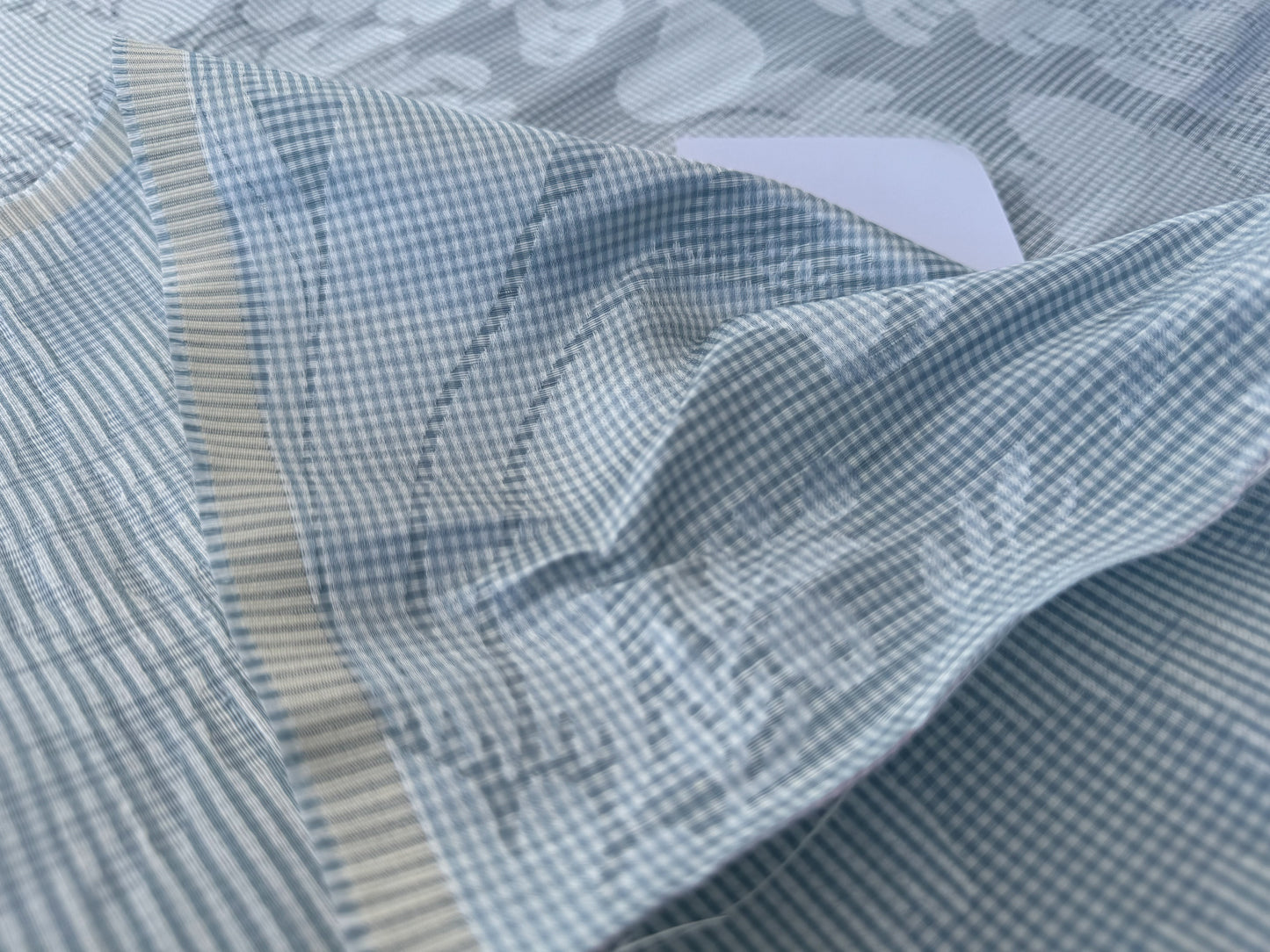 Special Order Schumacher Colette Linen/Silk Damask in chambray Light Blue White  69144