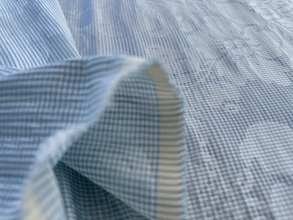 Special Order Schumacher Colette Linen/Silk Damask in chambray Light Blue White  69144