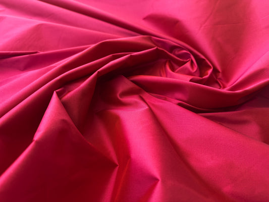 By yard Scalamandre 100% silk Taffeta Rose Pink With Hot Crimson Red Shot