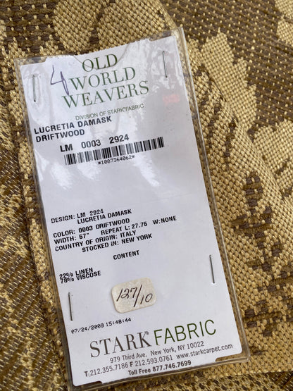 35 Berkbox87 Square Jacquard by  Old World Weavers Lucretia Damask Driftwood Tan Beige Renaissance Classic Damask Thick MSRP USD 300/Y