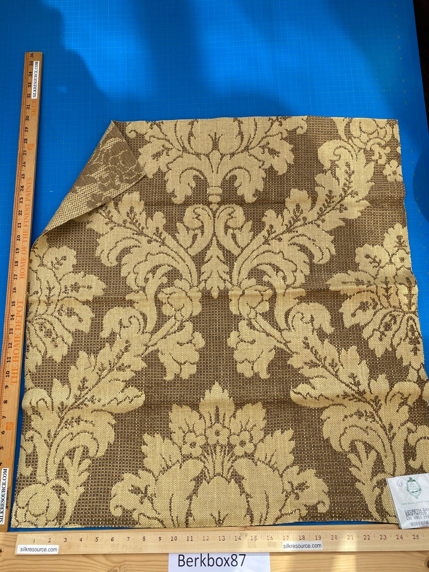 37 Berkbox87 Square Jacquard by Old World Weavers  Lucretia Damask Driftwood Tan Beige Renaissance Classic Damask Thick MSRP USD 300/Y