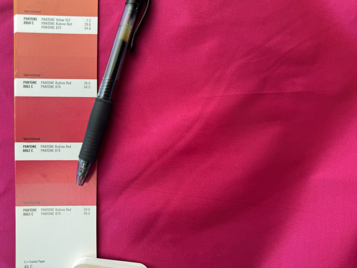By yard Scalamandre 100% silk Taffeta Rose Pink With Hot Crimson Red Shot
