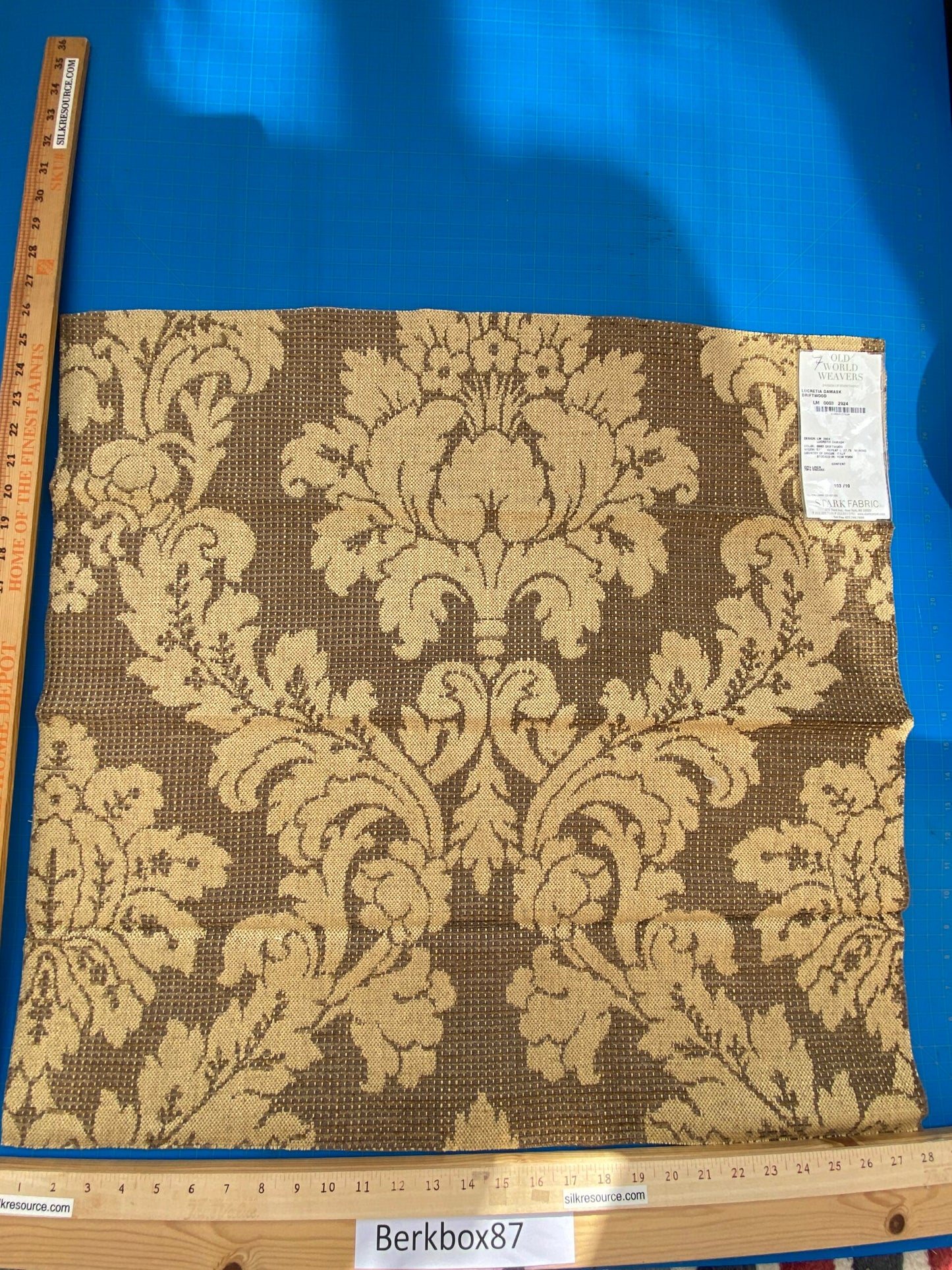 38 Berkbox87 Square Jacquard by Old World Weavers Lucretia Damask Driftwood Tan Beige Renaissance Classic Damask Thick MSRP USD 300/Y