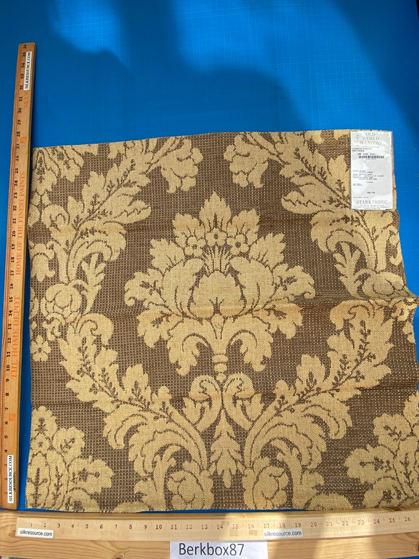 40 Berkbox87 Square Jacquard by Old World Weavers Lucretia Damask Driftwood Tan Beige Renaissance Classic Damask Thick MSRP USD 300/Y