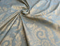 BY Yard 100% Silk Damask Large Stone Paisley "bluestone" Blue Aqua Gold Mid Century #1516