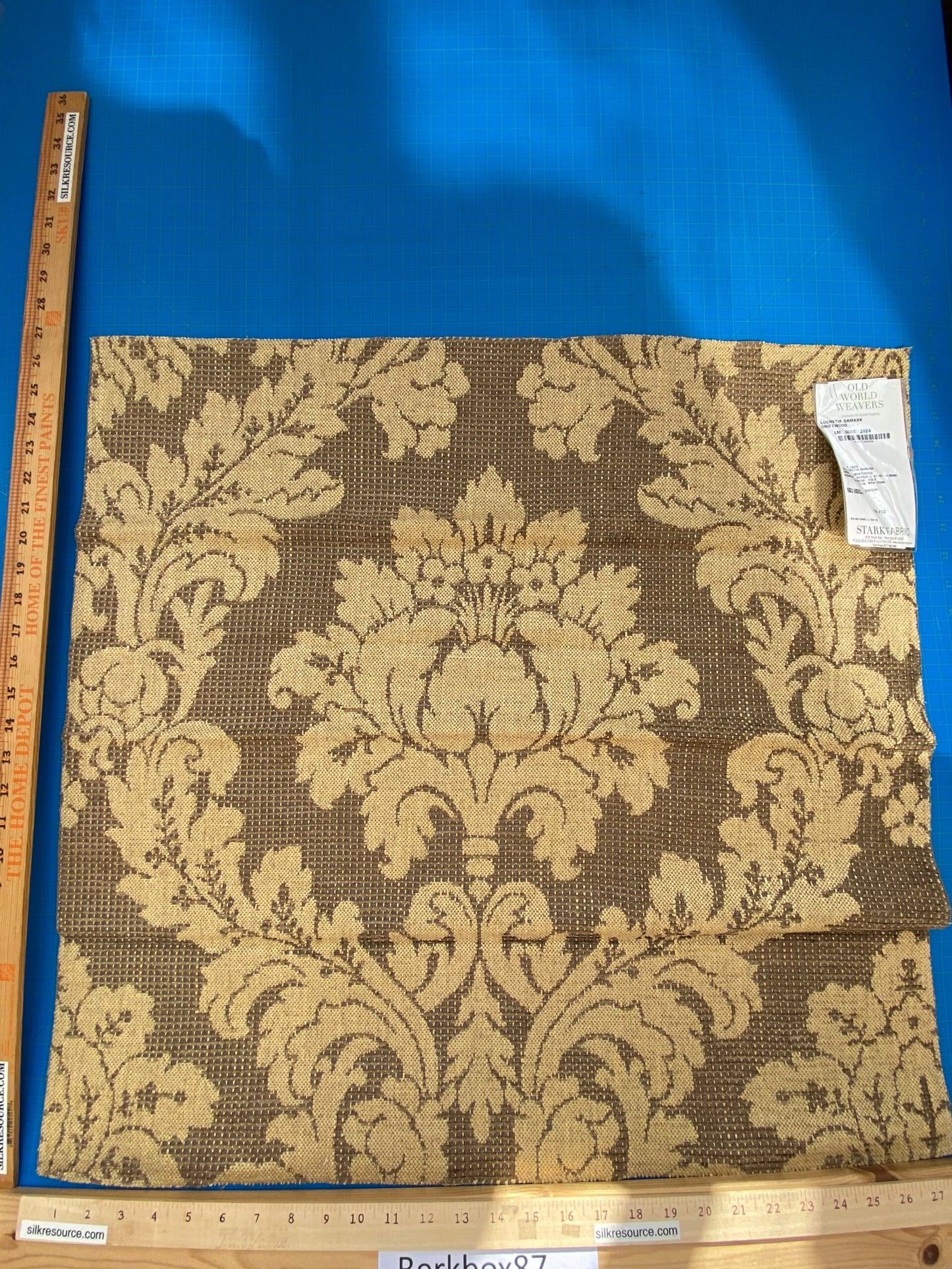 42 Berkbox87 Square Jacquard by Lucretia Damask Driftwood Tan Beige Renaissance Classic Damask Thick MSRP USD 300/Y