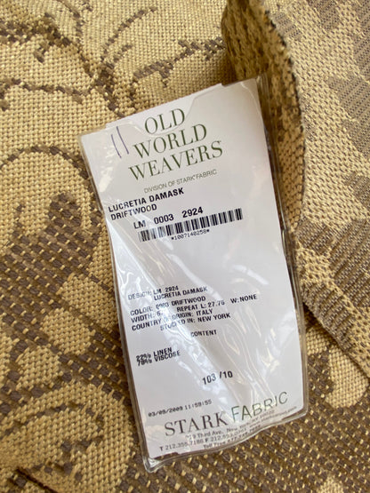 42 Berkbox87 Square Jacquard by Lucretia Damask Driftwood Tan Beige Renaissance Classic Damask Thick MSRP USD 300/Y