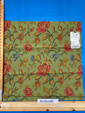 1 Berkbox88 Square Woven by Old World Weavers Nectar Lampas Green Floral Botanical Foliage Cotton MSRP USD 300+/y