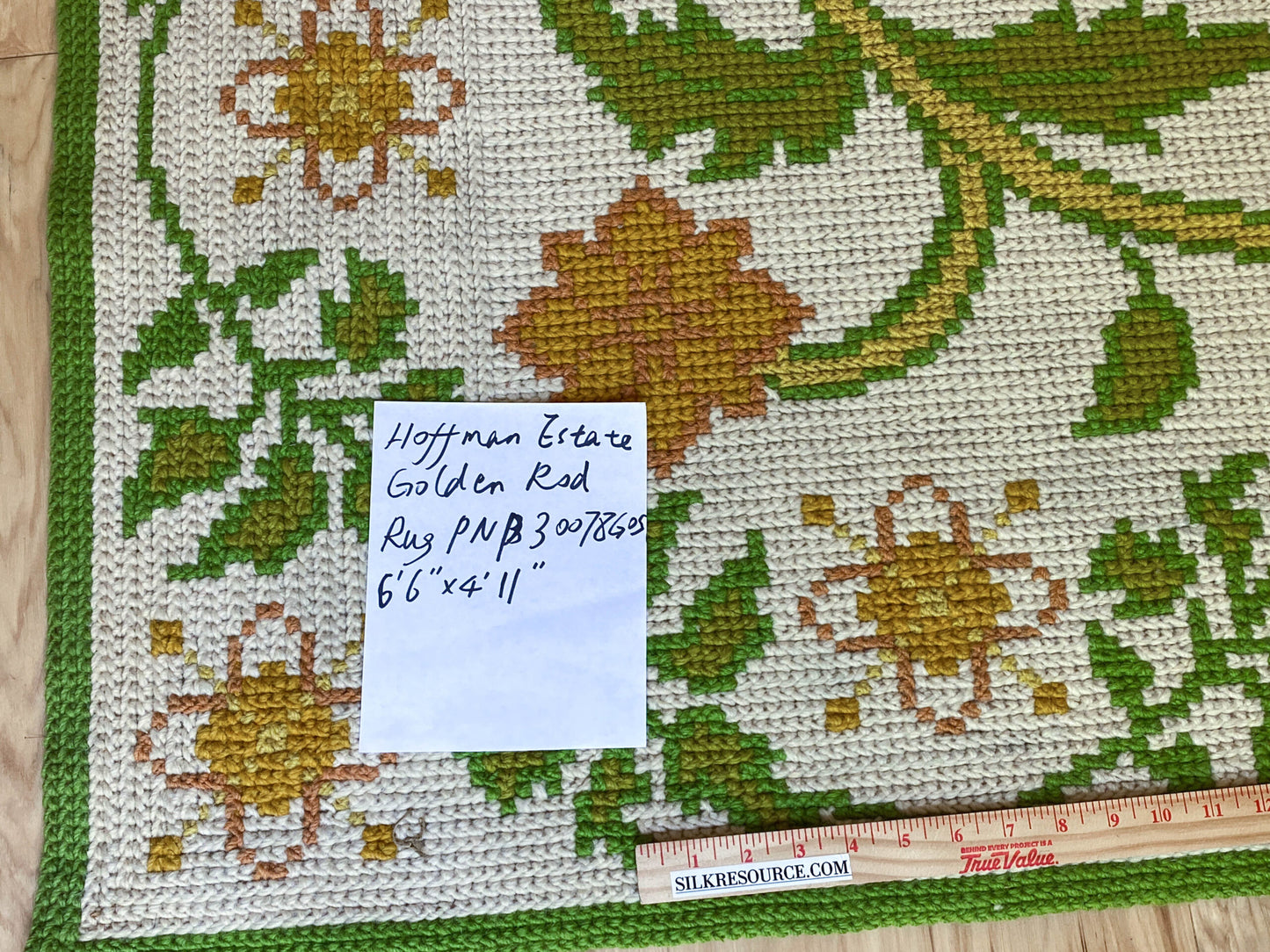 Stark Hoffman Estates Goldenrod 6'6" X 4' 11" Orange Gold Green Tulips Sunflowers Vines Foliage MSRP $1250