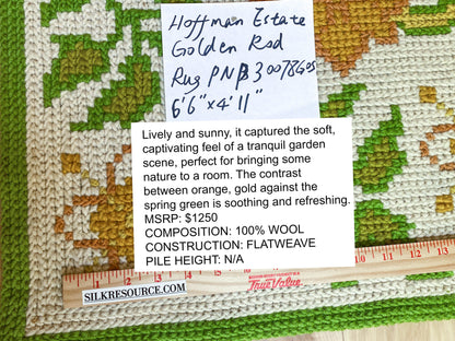 Stark Hoffman Estates Goldenrod 6'6" X 4' 11" Orange Gold Green Tulips Sunflowers Vines Foliage MSRP $1250