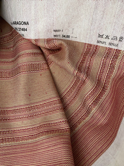 43 Berkbox42 Scalamandre Squares 27x37" Aragona Burgundy Red Pink And White Cut Velvet Stripe