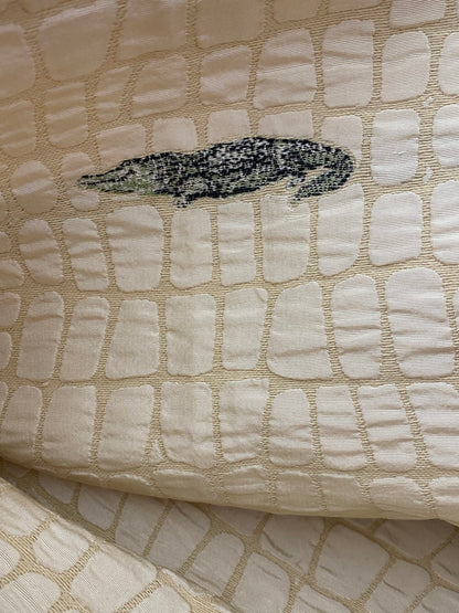 32 Berkbox42 Scalamandre Squares 27x27" "cocodrillo" crocodile Stone, Silk &amp; Cotton