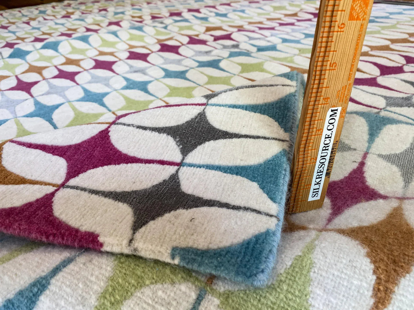 Stark DELPHOS BROWN Modern Wool Silk Hand Knotted Colorful Egg Green Pink Blue Cream 6x9' MSRP USD 12,000