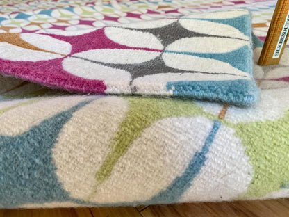 Stark DELPHOS BROWN Modern Wool Silk Hand Knotted Colorful Egg Green Pink Blue Cream 6x9' MSRP USD 12,000