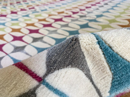 Stark DELPHOS BROWN Modern Wool Silk Hand Knotted Colorful Egg Green Pink Blue Cream 6x9' MSRP USD 12,000