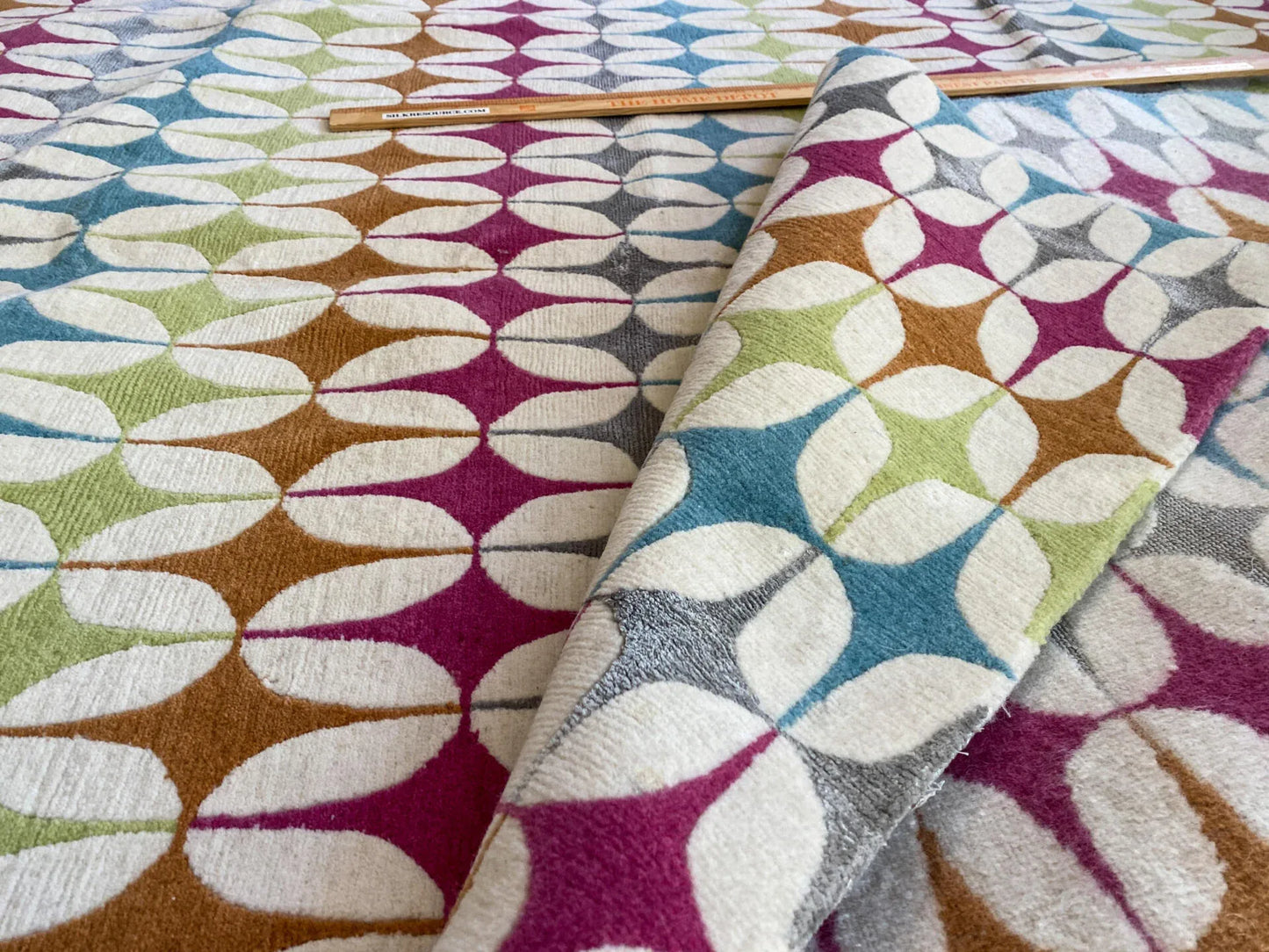 Stark DELPHOS BROWN Modern Wool Silk Hand Knotted Colorful Egg Green Pink Blue Cream 6x9' MSRP USD 12,000