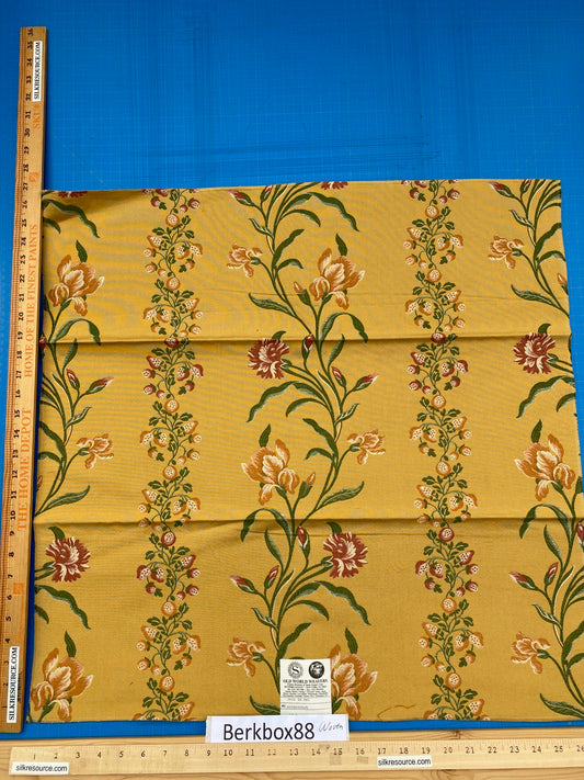 2 Berkbox88 Square Woven by Old World Weavers Iris in May Gold Green Red Stripe Floral MSRP USD 300+/y