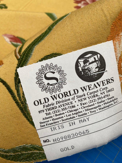 2 Berkbox88 Square Woven by Old World Weavers Iris in May Gold Green Red Stripe Floral MSRP USD 300+/y