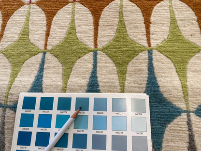 Stark DELPHOS BROWN Modern Wool Silk Hand Knotted Colorful Egg Green Pink Blue Cream 6x9' MSRP USD 12,000