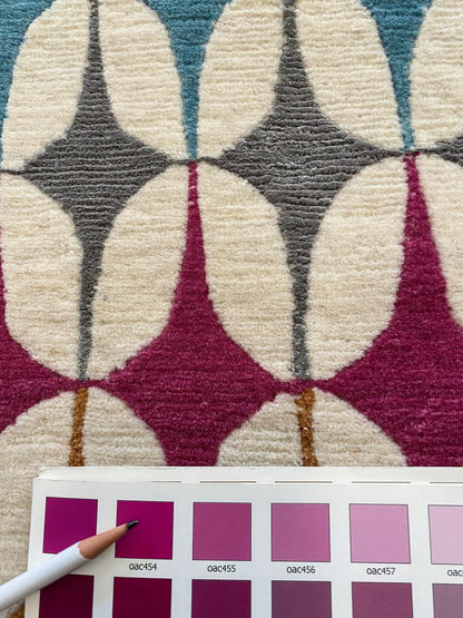 Stark DELPHOS BROWN Modern Wool Silk Hand Knotted Colorful Egg Green Pink Blue Cream 6x9' MSRP USD 12,000