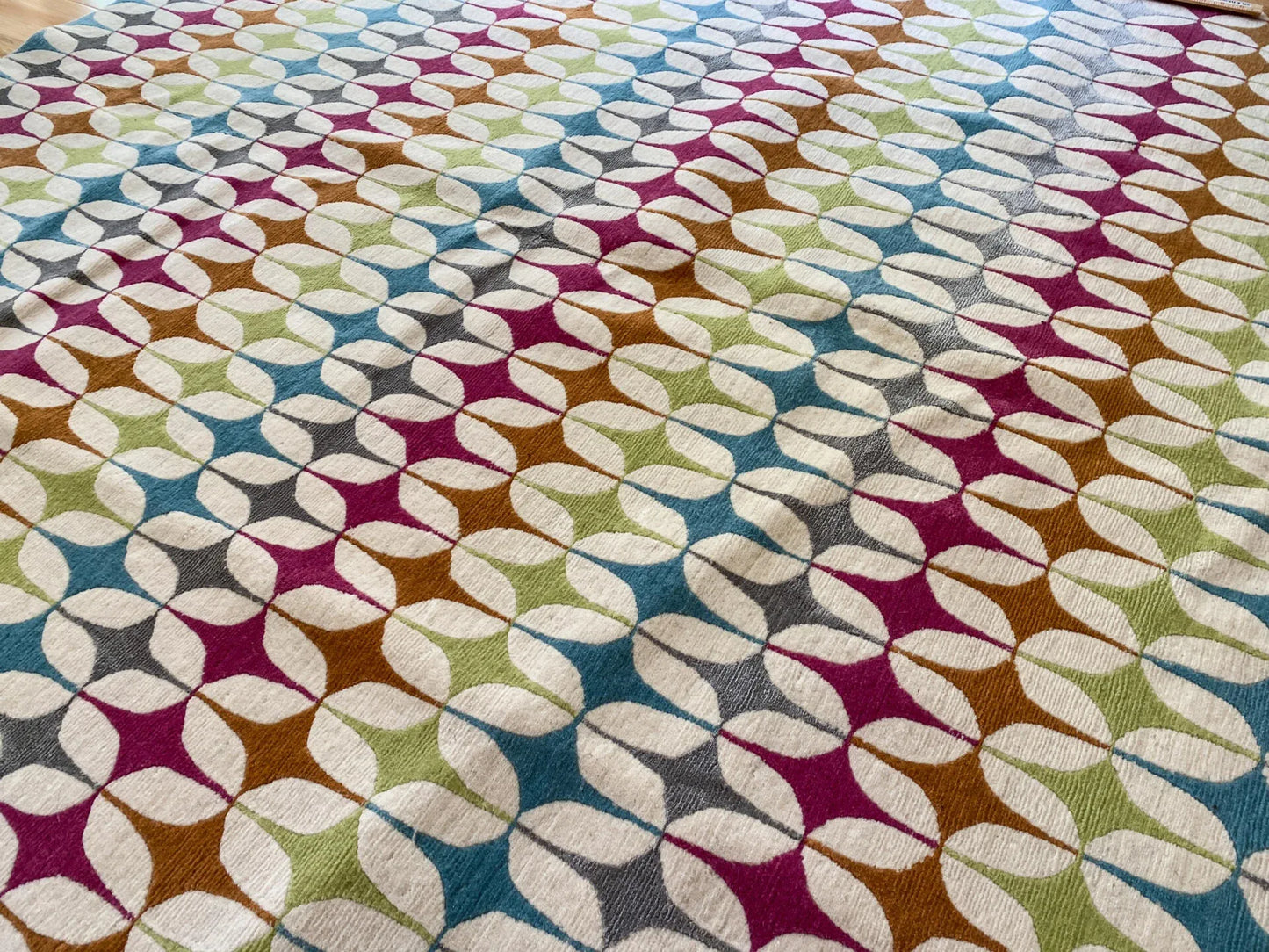 Stark DELPHOS BROWN Modern Wool Silk Hand Knotted Colorful Egg Green Pink Blue Cream 6x9' MSRP USD 12,000