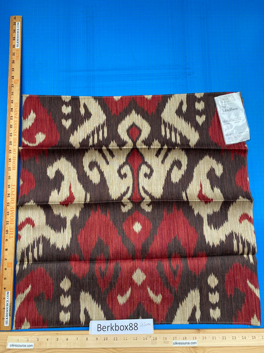 5 Berkbox88 Square Woven by Old World Weavers Isan Ikat Mulberry Red Brown Beige MSRP USD 116/y