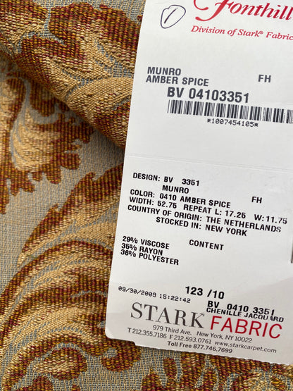 6 Berkbox88 Square Woven by Old World Weavers Munro Amber Spice Damask Blue Brown Beige MSRP USD348/y