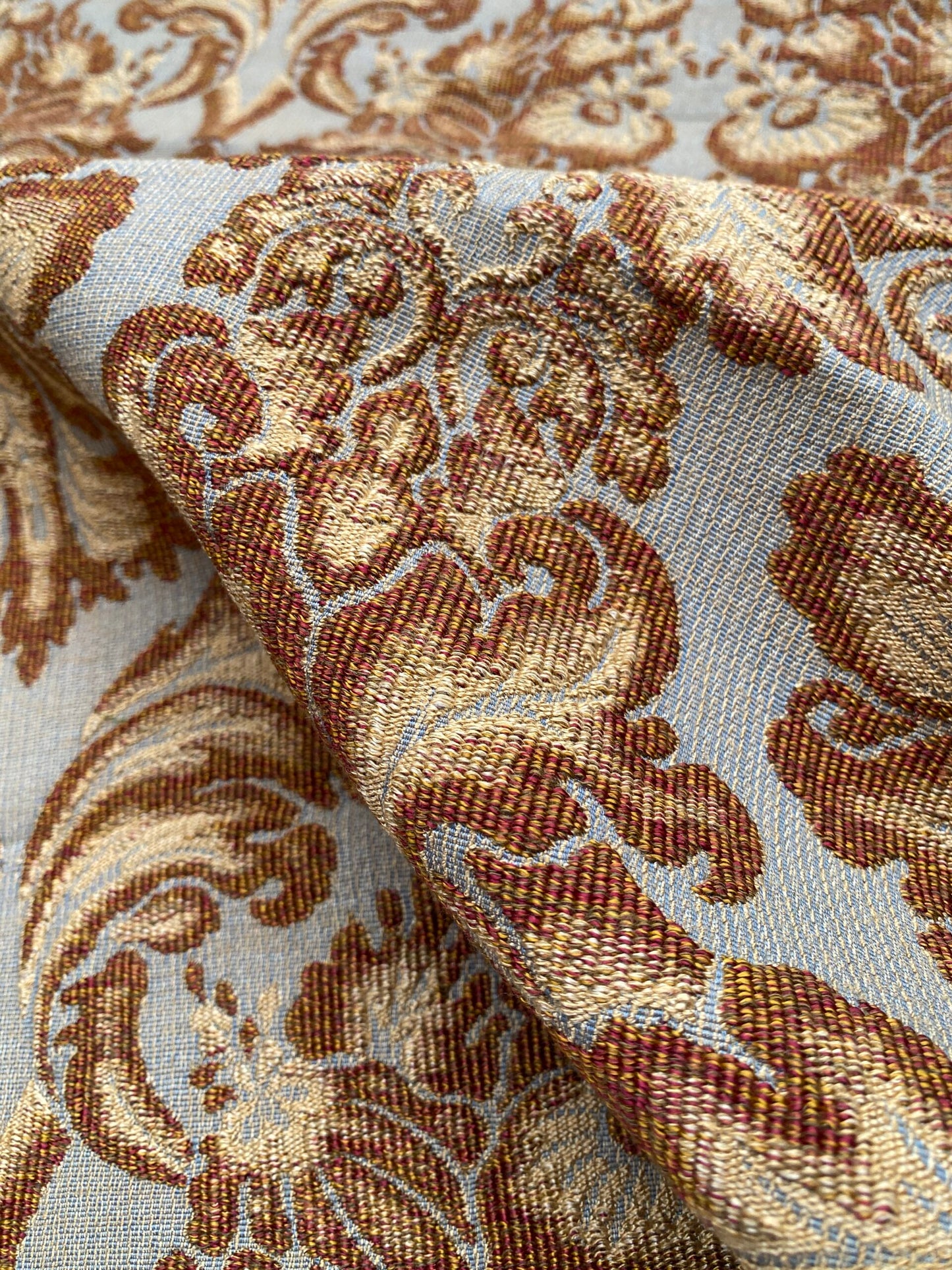6 Berkbox88 Square Woven by Old World Weavers Munro Amber Spice Damask Blue Brown Beige MSRP USD348/y