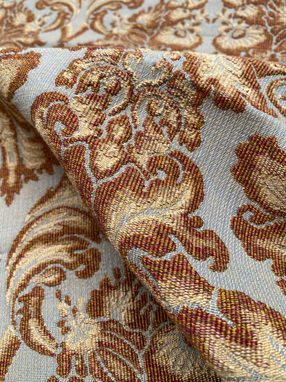 6 Berkbox88 Square Woven by Old World Weavers Munro Amber Spice Damask Blue Brown Beige MSRP USD348/y