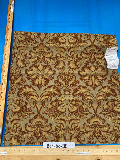 7 Berkbox88 Square Woven by  Old World Weavers Munro Amber Spice Damask Blue Brown Beige MSRP USD348/y