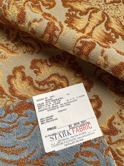 8 Berkbox88 Square Woven by  Old World Weavers Munro Amber Spice Damask Blue Brown Beige MSRP USD348/y