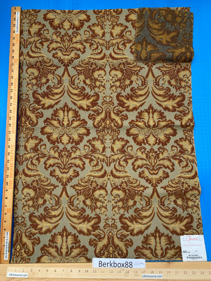9 Berkbox88 Square Woven by  Old World Weavers Munro Amber Spice Damask Blue Brown Beige MSRP USD348/y
