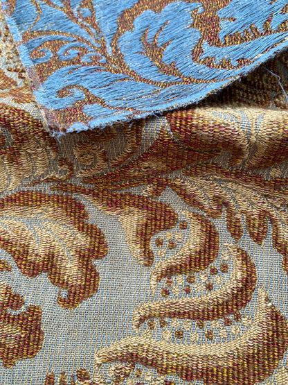 11 Berkbox88 Square Woven by  Old World Weavers Munro Amber Spice Damask Blue Brown Beige MSRP USD348/y