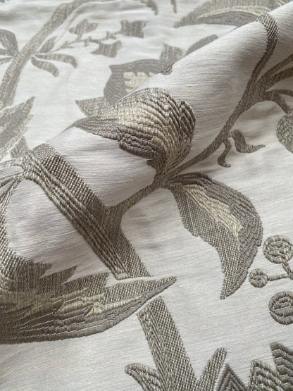 13 Berkbox88 Square Woven by  Old World Weavers Spontini Haze Gray White Botanical Large Pattern 27"W X 39"L  MSRP USD300+/y