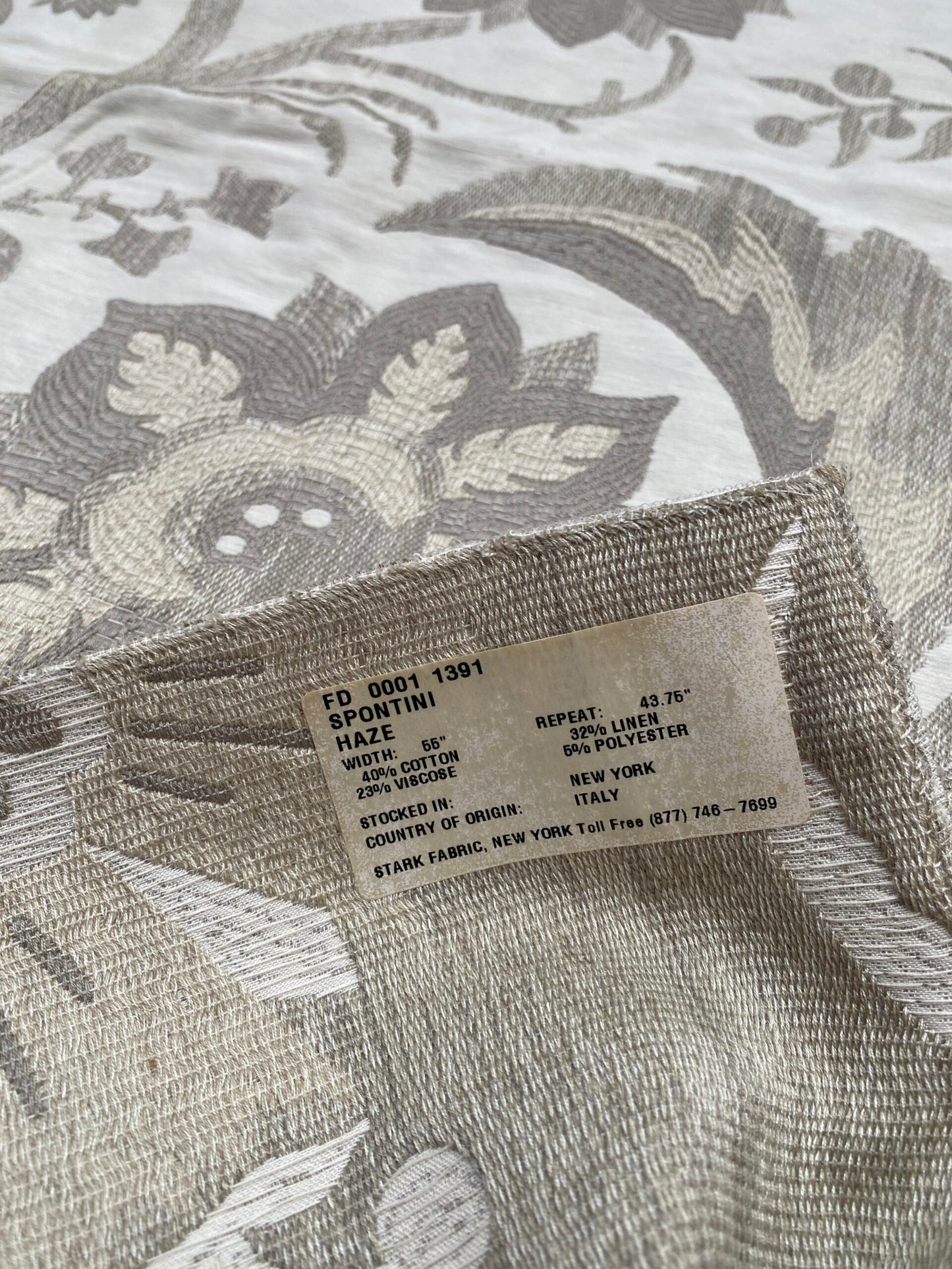 13 Berkbox88 Square Woven by  Old World Weavers Spontini Haze Gray White Botanical Large Pattern 27"W X 39"L  MSRP USD300+/y