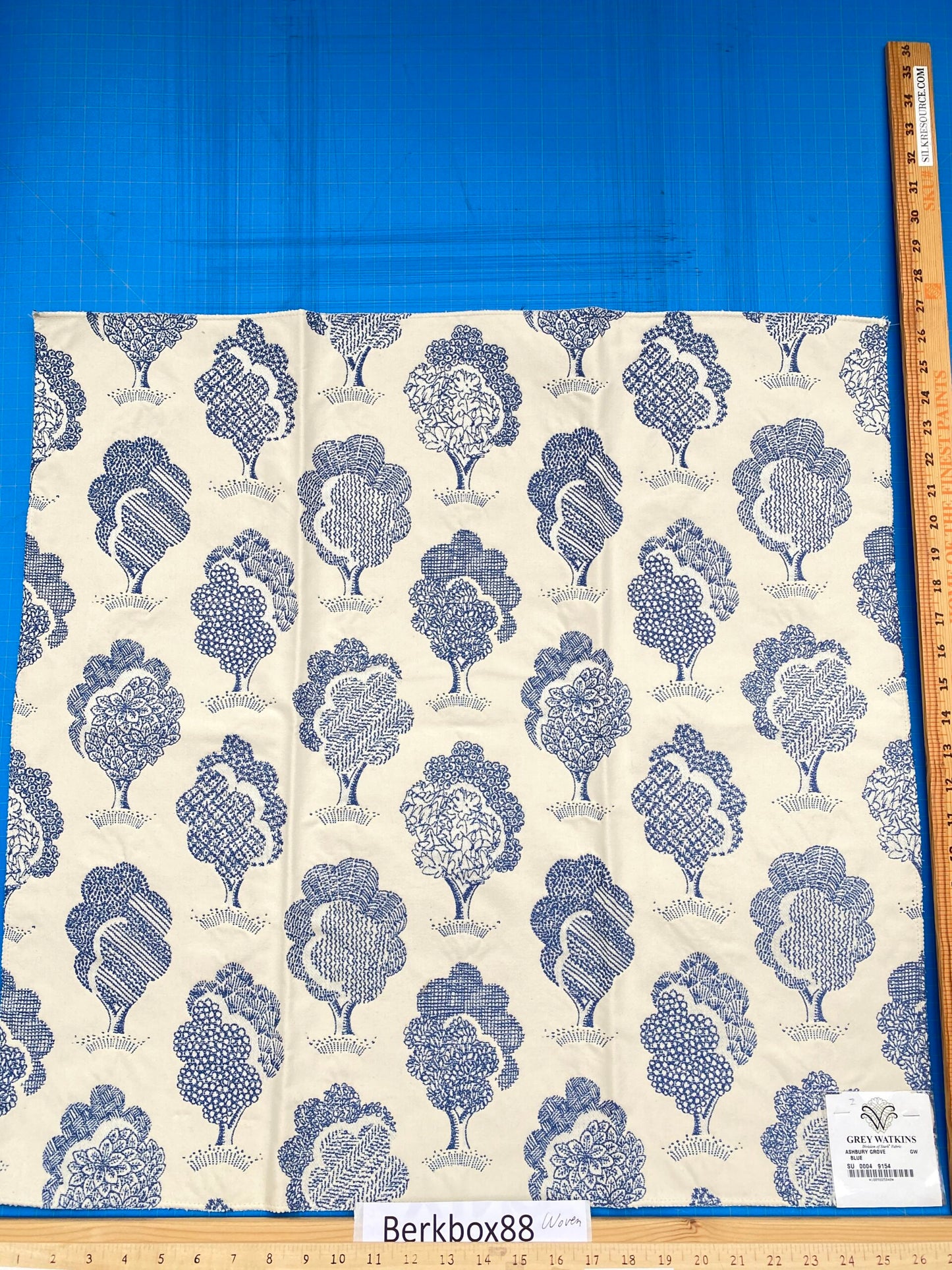 15 Berkbox88 Square Woven by Grey Watkins Ashbury Grove Maple Tan Cream Topiary Brocade Cotton MSRP USD 152/Y