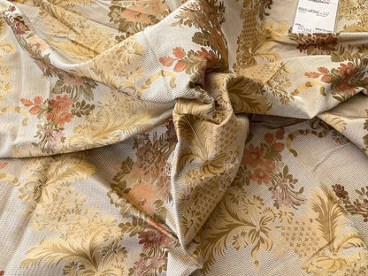 1 Berkbox52 1.2 yard Scalamandre La Verne Peach Silk Lampas Cotton Floral MSRP USD600