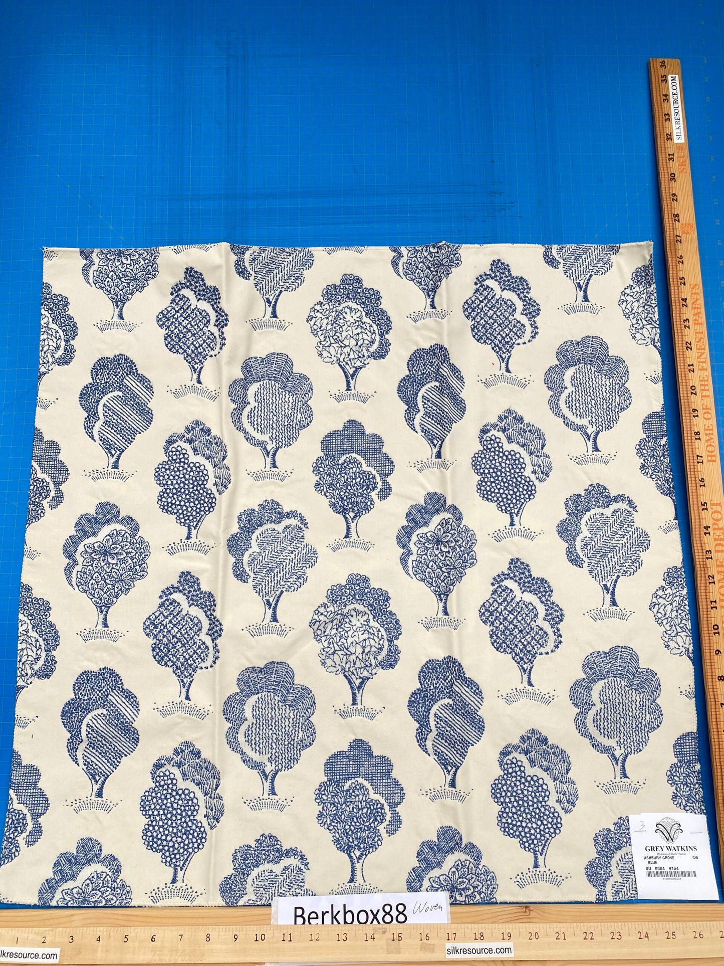 16 Berkbox88 Square Woven by Grey Watkins Ashbury Grove Maple Tan Cream Topiary Brocade Cotton MSRP USD 152/Y