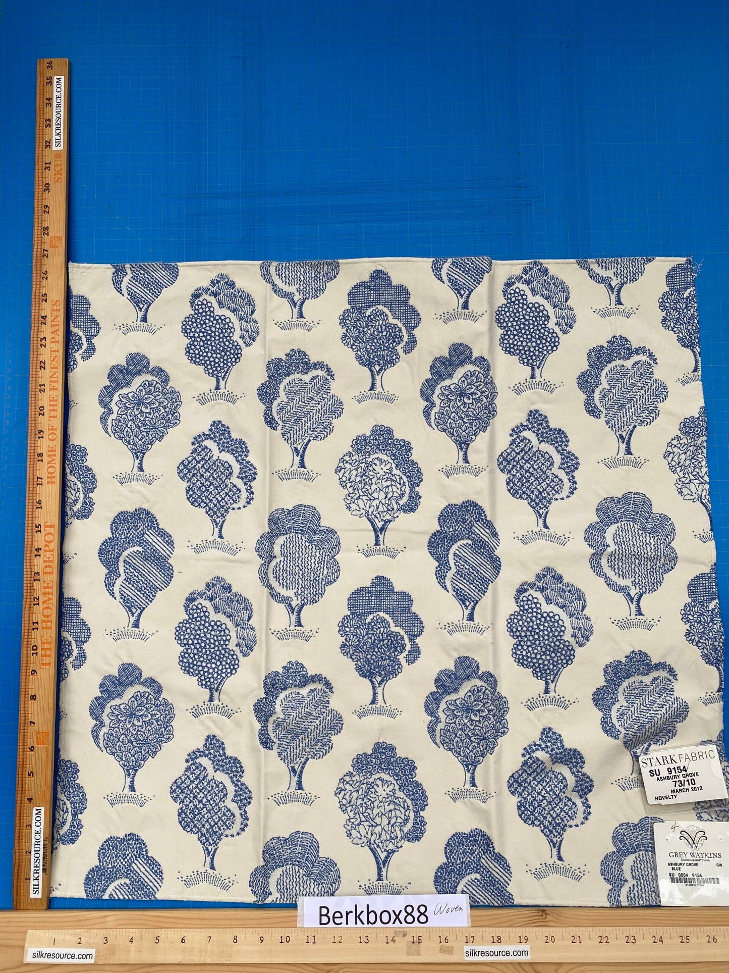 17 Berkbox88 Square Woven by Grey Watkins Ashbury Grove Maple Tan Cream Topiary Brocade Cotton MSRP USD 152/Y