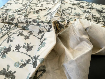 3 Berkbox52 1.2 yard Scalamandre Knollwood Blue Pewter Silk Print  Floral Tree Foliage MSRP USD300+