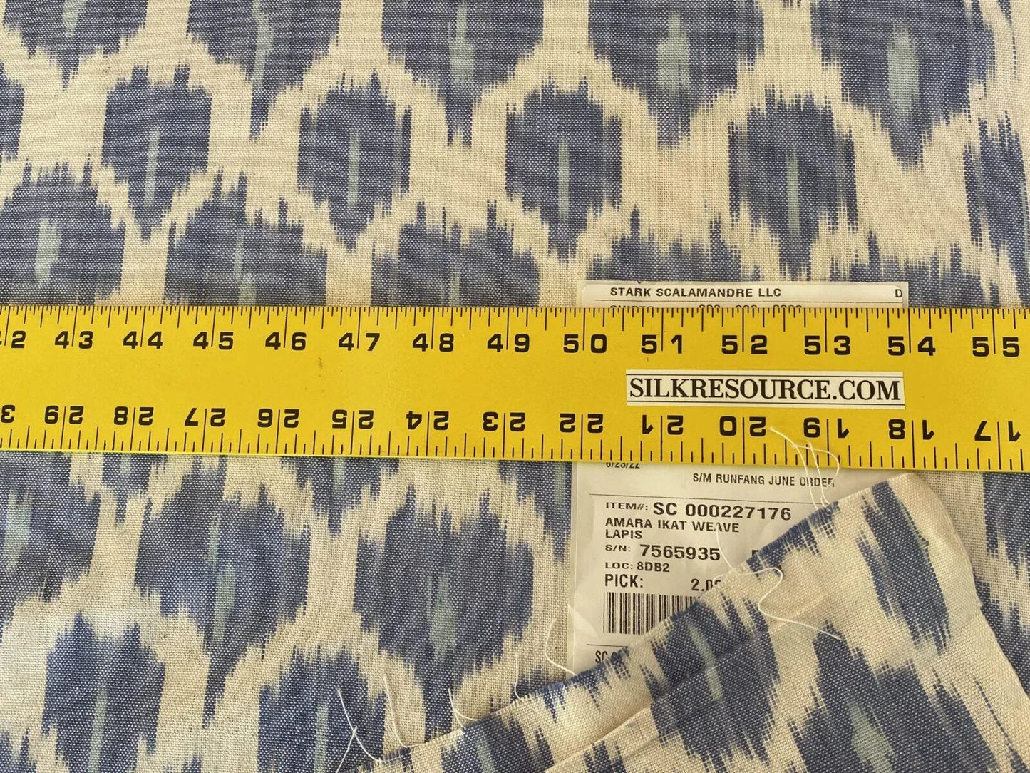 Scalamandre Amara Ikat Weave Lapis  MSRP USD 150/Y Cotton Hand Woven! Blue