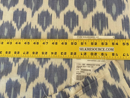 Scalamandre Amara Ikat Weave Lapis  MSRP USD 150/Y Cotton Hand Woven! Blue