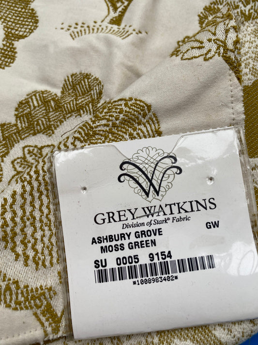 18 Berkbox88 Square Woven by Grey Watkins Ashbury Grove Green Brown Cream Topiary Brocade Cotton MSRP USD 152/Y