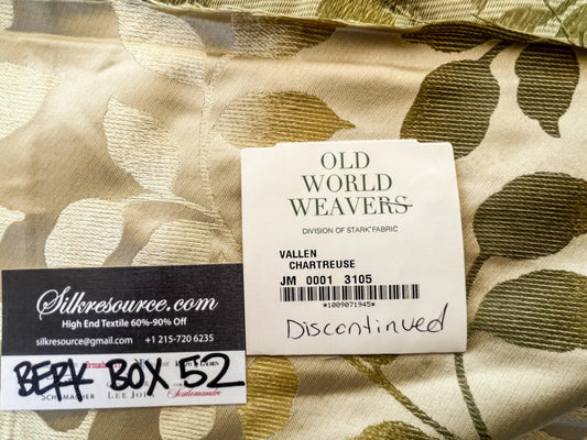 5 Berkbox52 1 yard Scalamandre Vallen Chartreuse Green Yellow Silk Leaf Woven